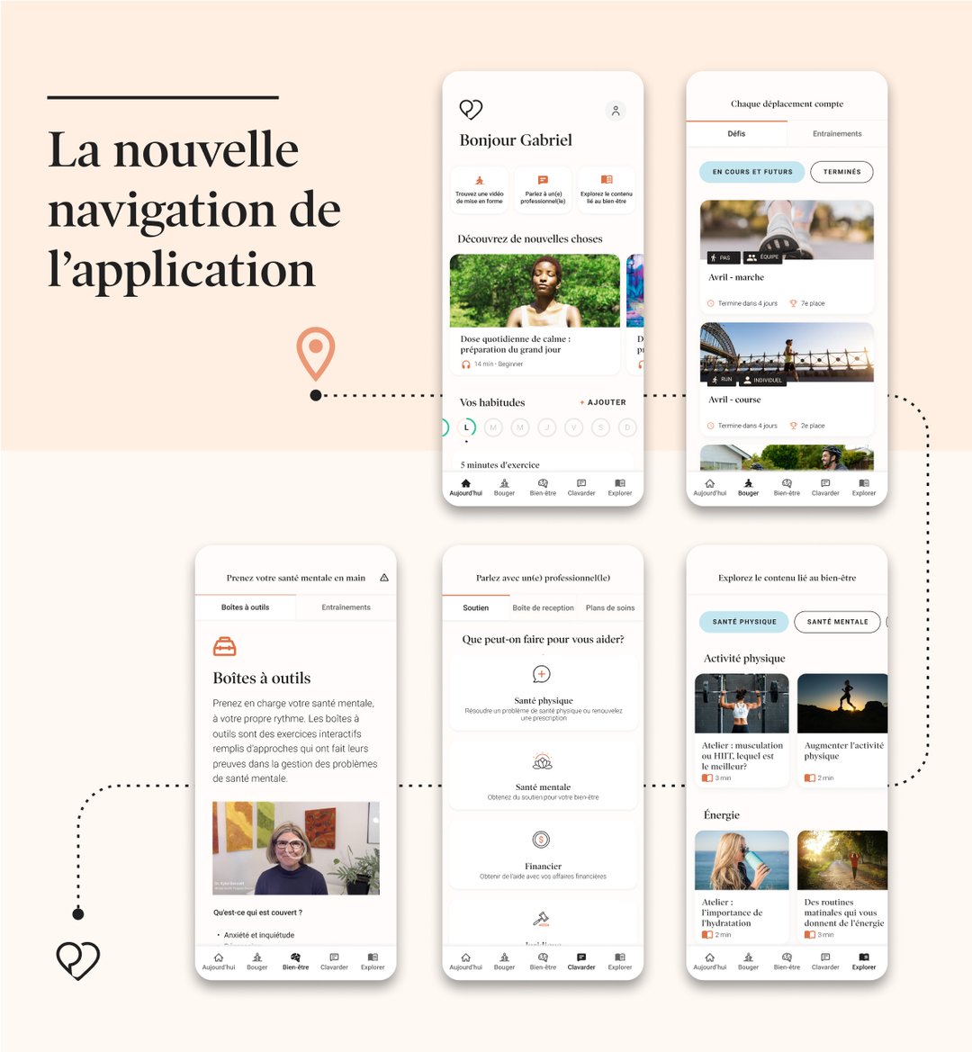 La nouvelle navigation de l'application
