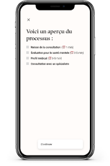 Interface du programme de Santé mentale+ dans l'application de Dialogue