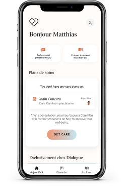 Interface du programme de Soins primaires dans l'application de Dialogue