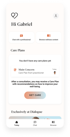 Dialogue Employee Assistance Program (EAP) mobile app screenshot showing a user-friendly interface