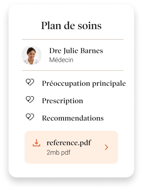Capture d'écran de l'application mobile du Programme de soins primaires de Dialogue, montrant une interface conviviale avec diverses fonctionnalités permettant d'accéder à des ressources et des services et un soutien au bien-être.