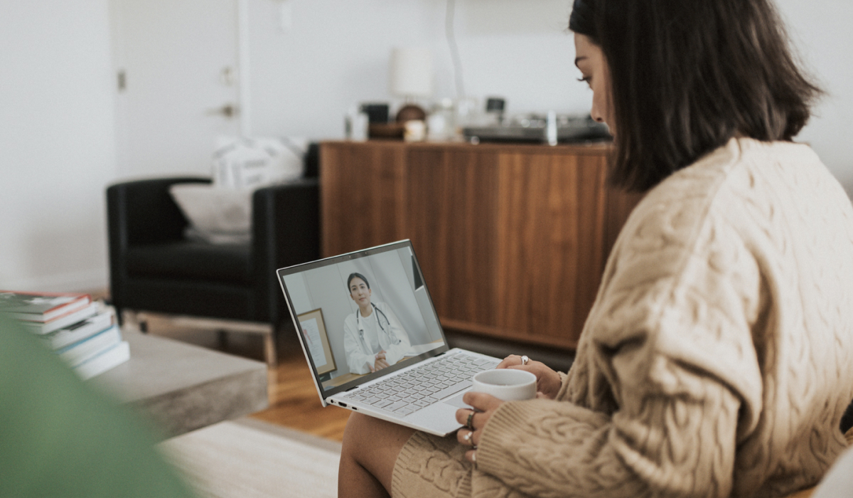 Woman doing a telemedicine consultation 