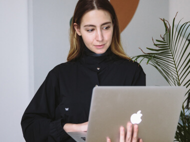 A girl working on her computer