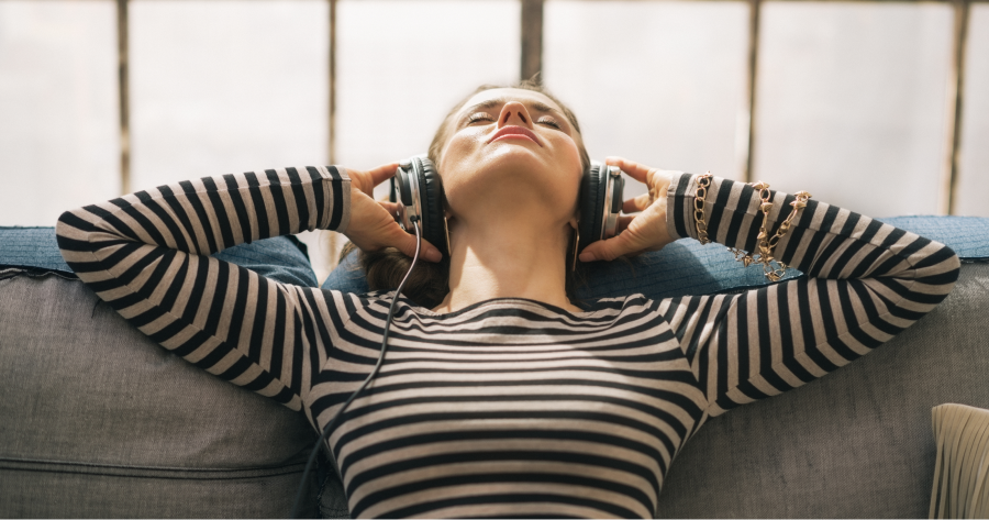 Woman listening to music