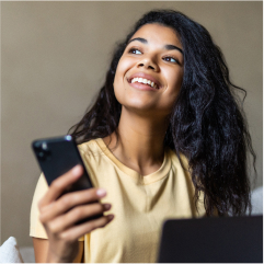 Happy women on her phone