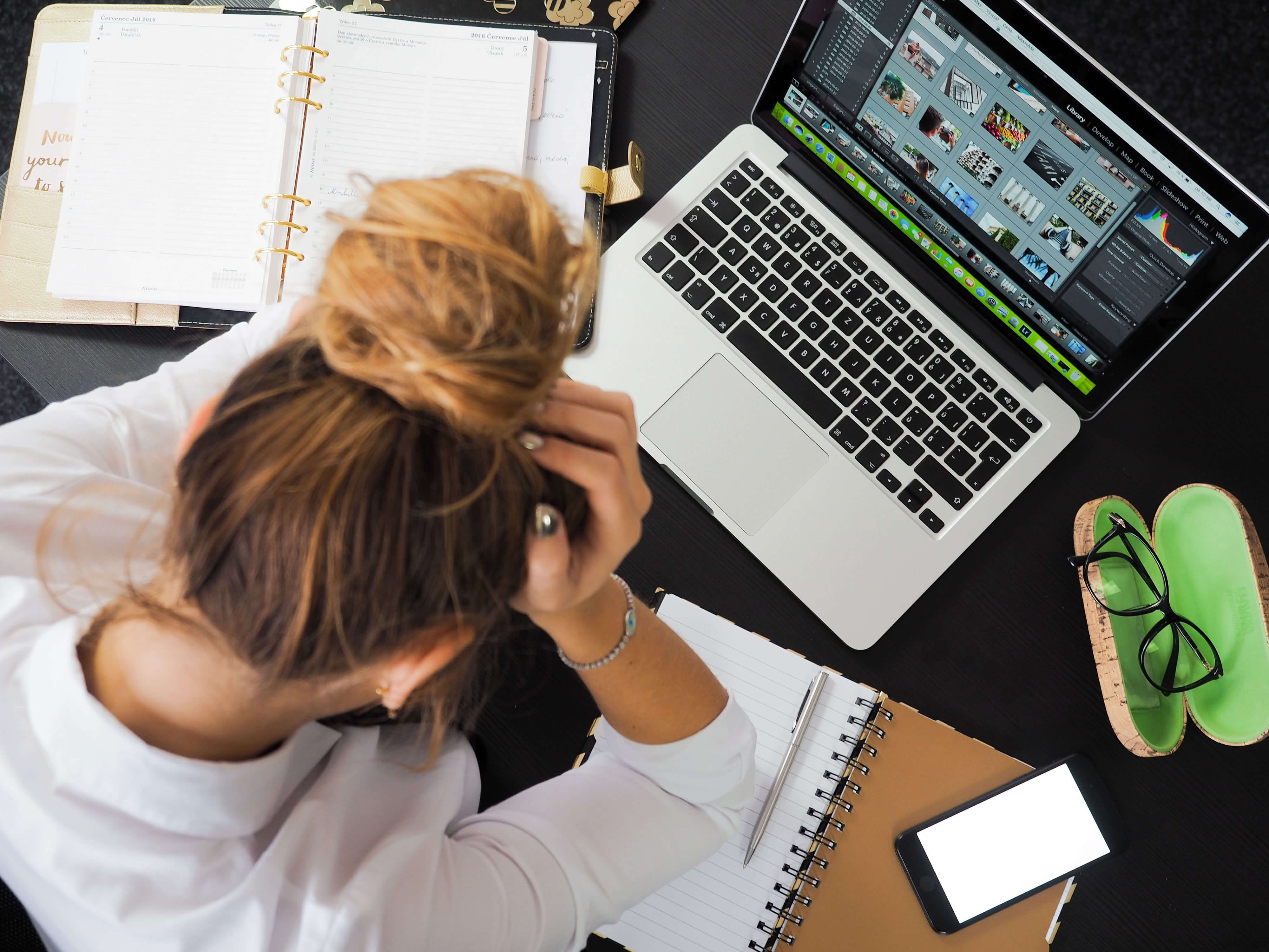 Woman staring at computer 